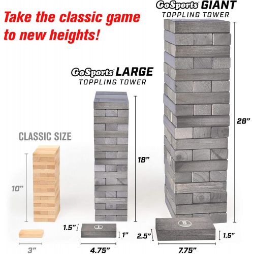  GoSports Large Toppling Tower with Bonus Rules - Starts at 1.5 and Grows to Over 3 -Made from Premium Pine Blocks