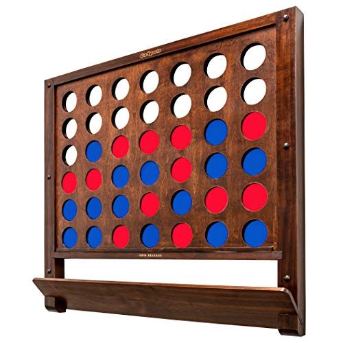  GoSports Wall Mounted Giant 4 in a Row Game - Jumbo 4 Connect Family Fun with Coins, Brown