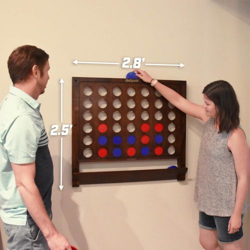  GoSports Wall Mounted Giant 4 in a Row Game - Jumbo 4 Connect Family Fun with Coins, Brown