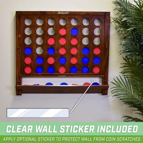  GoSports Wall Mounted Giant 4 in a Row Game - Jumbo 4 Connect Family Fun with Coins, Brown