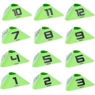 GoSports Modern Sports Cones - 12 Pack with Numbered Cones - Great for Soccer, Basketball, Football and More