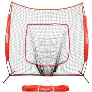 GoSports 7x7 Baseball & Softball Practice Hitting & Pitching Net with Bow Frame, Carry Bag and Bonus Strike Zone, Great for All Skill Levels