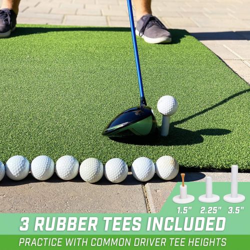  [아마존베스트]GoSports Golf Hitting Mats - Artificial Turf Mat for Indoor/Outdoor Practice - Choose Your Size - Includes 3 Rubber Tees