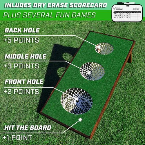  GoSports BattleChip PRO Golf Cornhole Game - Includes 4 x 2 Chipping Target, 16 Foam Balls, Hitting Mat, and Scorecard