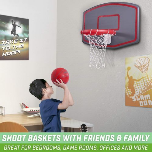  GoSports Wall Mounted Basketball Hoop ? Indoor & Outdoor Hoop with Mounting Hardware, Includes 2 Basketballs and Ball Pump