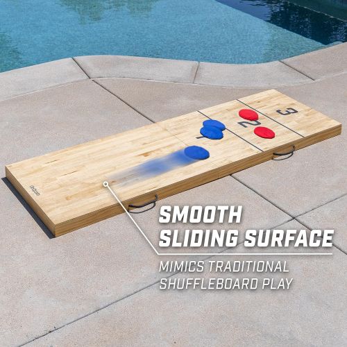  GoSports Tossski Shuffleboard Cornhole Game Set - Portable 6 x 2 Wood GameBoard with 8 Bean Bags for Backyard Fun or Tailgating