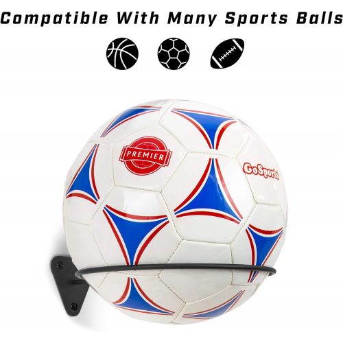  GoSports Wall Mounted Ball Stand Holder for Sports Balls (Basketballs, Soccerballs, Footballs) - 3 Pack