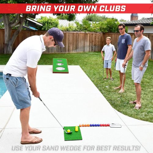  GoSports BattleChip PRO Golf Cornhole Game - Includes 4 x 2 Chipping Target, 16 Foam Balls, Hitting Mat, and Scorecard