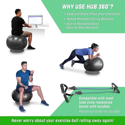  GoSports Hub 360 Fitness Ball Base - Universal Stability Stand for Fitness Balls - Choose Between Charcoal, Reef Blue and Seafoam