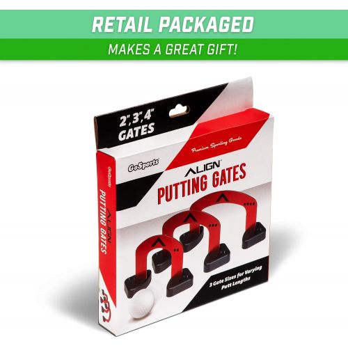  GoSports Align Putting Gates Practice Set: Includes 3 Premium Metal Gates (2 / 3 / 4) - Use on The Green or at Home, Red