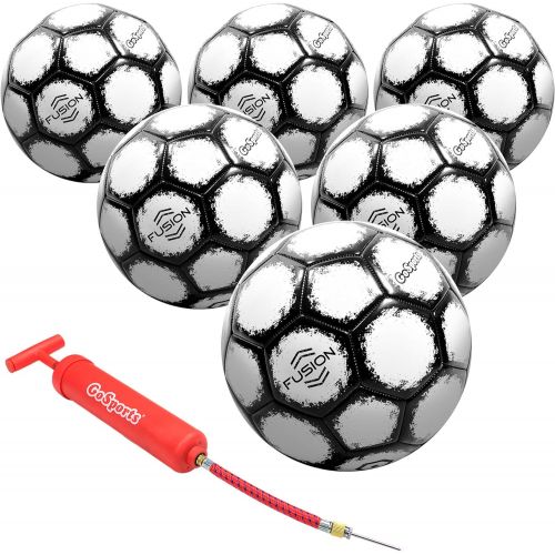  GoSports FUSION Soccer Balls - Top Level Performance - Available as Single Balls or 6 Packs - Includes Pump and Carrying Bag