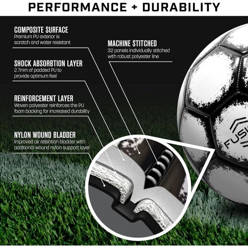 GoSports FUSION Soccer Balls - Top Level Performance - Available as Single Balls or 6 Packs - Includes Pump and Carrying Bag