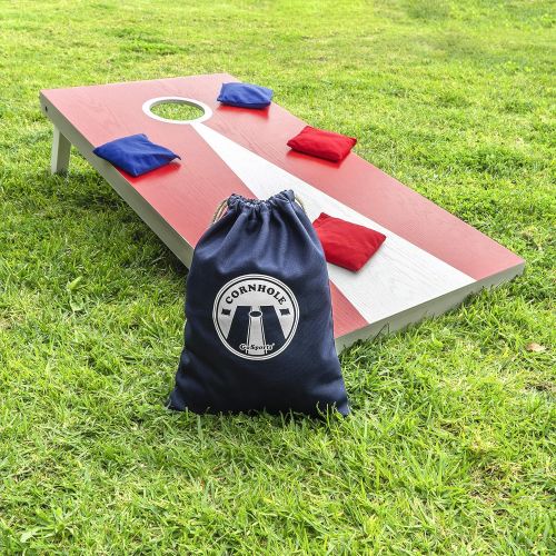  GoSports Cornhole Bean Bag Tote Carry Case - Holds 8 Regulation Bean Bags, Choose Between Navy Blue, Gray and Natural Canvas Colors