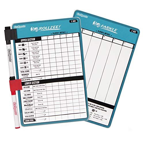  GoSports Dry Erase Rollzee and Farkle Dice Games Scoreboard - Giant Indoor & Outdoor Scorecard with 2 Markers