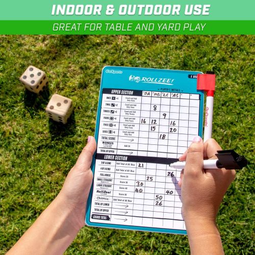  GoSports Dry Erase Rollzee and Farkle Dice Games Scoreboard - Giant Indoor & Outdoor Scorecard with 2 Markers