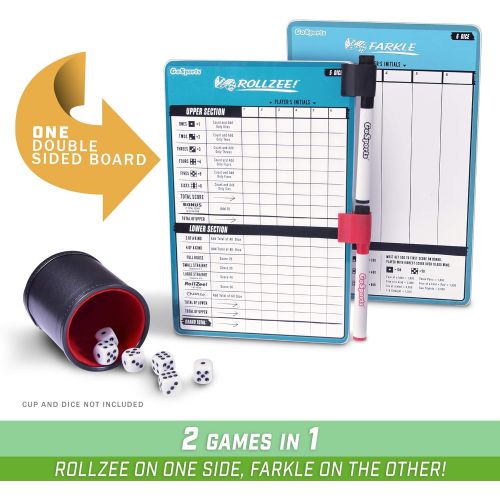  GoSports Dry Erase Rollzee and Farkle Dice Games Scoreboard - Giant Indoor & Outdoor Scorecard with 2 Markers