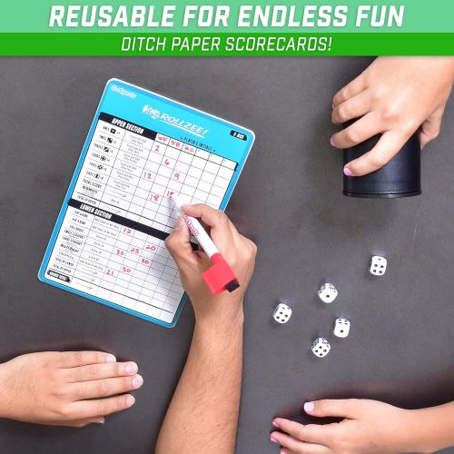  GoSports Dry Erase Rollzee and Farkle Dice Games Scoreboard - Giant Indoor & Outdoor Scorecard with 2 Markers