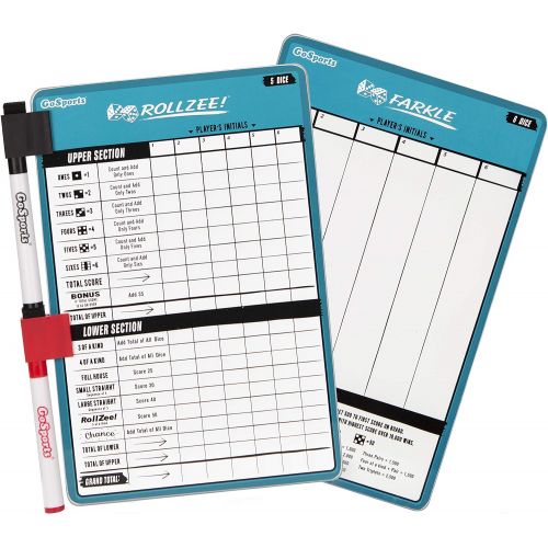  GoSports Dry Erase Rollzee and Farkle Dice Games Scoreboard - Giant Indoor & Outdoor Scorecard with 2 Markers