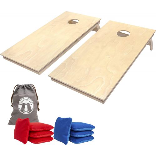  GoSports Tournament Edition Regulation Cornhole Game Set - 4’ x 2’ Wood Boards with 8 Dual Sided (Slide and Stop) Bean Bags, Natural