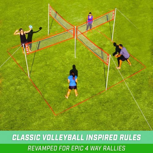  GoSports Slam X 4 Way Volleyball Game Set - Ultimate Backyard & Beach Game for Kids and Adults