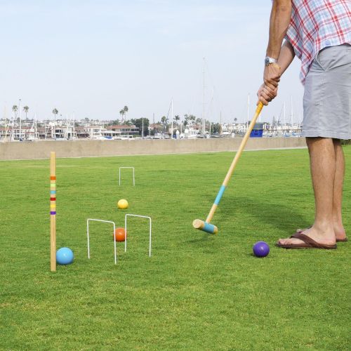  GoSports Six Player Croquet Set for Adults & Kids - Modern Wood Design with Deluxe (35) and Standard (28) Options