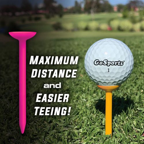  GoSports 3.25” Widemouth Tees Plastic Golf Tees, 60 Tee Player’s Pack - Max Distance and Easier Teeing