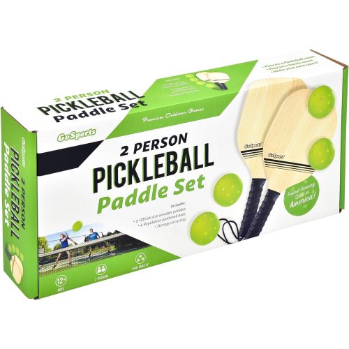  GoSports Pickleball Beginner Set Bundle - Includes Two Wood Paddles, Four Official Pickle Balls & Carrying Tote Bag