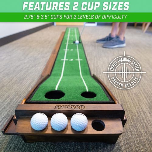  GoSports Pure Putt Golf 9 Putting Green Ramp - Premium Wood Training Aid for Home & Office Putting Practice, Includes 9 Putting Green and 4 Golf Balls