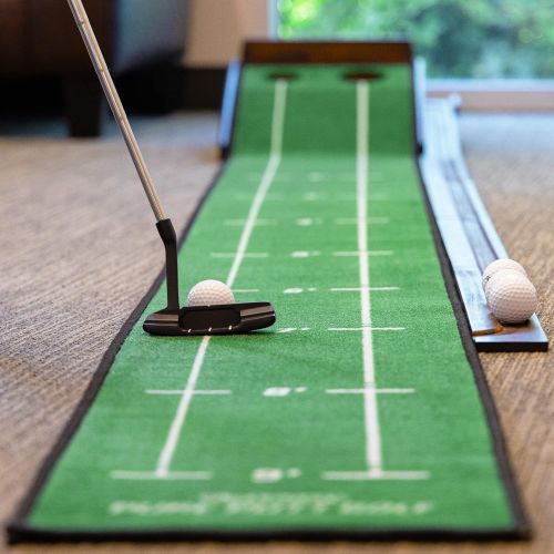  GoSports Pure Putt Golf 9 Putting Green Ramp - Premium Wood Training Aid for Home & Office Putting Practice, Includes 9 Putting Green and 4 Golf Balls