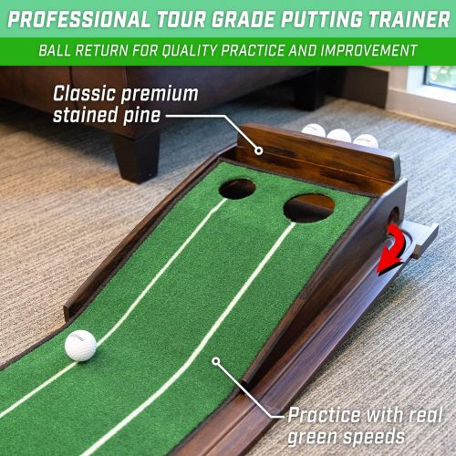  GoSports Pure Putt Golf 9 Putting Green Ramp - Premium Wood Training Aid for Home & Office Putting Practice, Includes 9 Putting Green and 4 Golf Balls