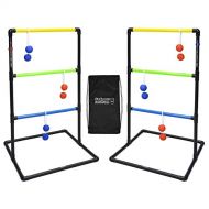 GoSports Pro Grade Ladder Toss Indoor/Outdoor Game Set with 6 Soft Rubber Bolo Balls, Travel Carrying Case