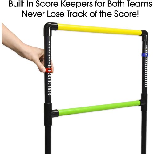  GoSports Pro Grade Ladder Toss Indoor/Outdoor Game Set with 6 Soft Rubber Bolo Balls, Travel Carrying Case