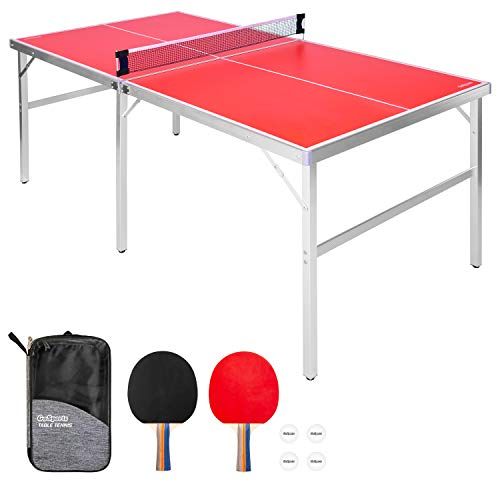  GoSports Mid-Size Table Tennis Game Set - Indoor/Outdoor Portable Table Tennis Game with Net, 2 Table Tennis Paddles and 4 Balls