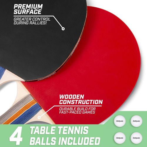  GoSports Mid-Size Table Tennis Game Set - Indoor/Outdoor Portable Table Tennis Game with Net, 2 Table Tennis Paddles and 4 Balls