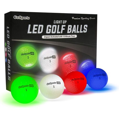  GoSports Light Up LED Golf Balls 12 Pack - Impact Activated with 10 Minute Timer - Includes Red, White, Blue and Green Balls