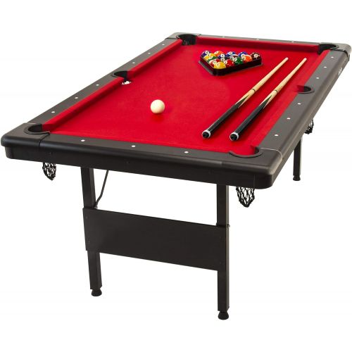  GoSports 6ft or 7ft Billiards Table - Portable Pool Table - Includes Full Set of Balls, 2 Cue Sticks, Chalk, and Felt Brush; Choose Your Size and Color
