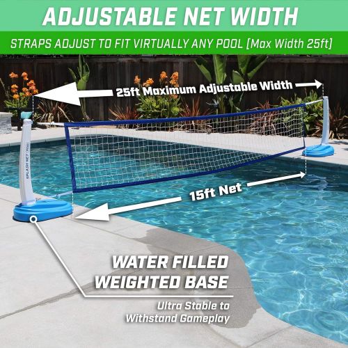  GoSports Splash Net PRO Pool Volleyball Net Includes 2 Water Volleyballs and Pump