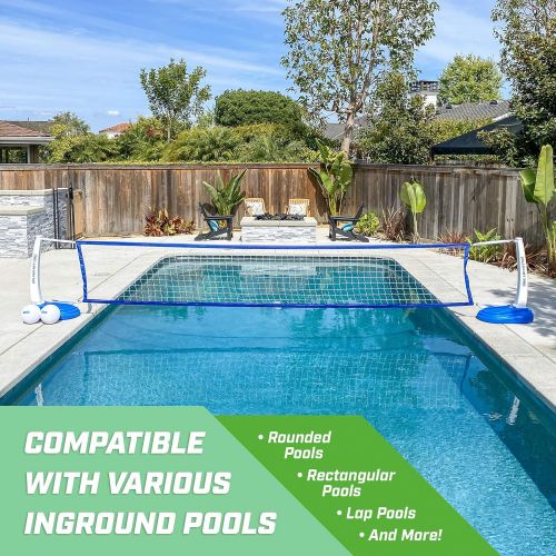  GoSports Splash Net PRO Pool Volleyball Net Includes 2 Water Volleyballs and Pump
