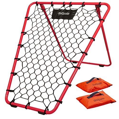  GoSports Basketball Rebounder with Adjustable Frame, Rubber Grip Feet and Sandbags, Portable Pass Back Training Aid - 5 Min Setup