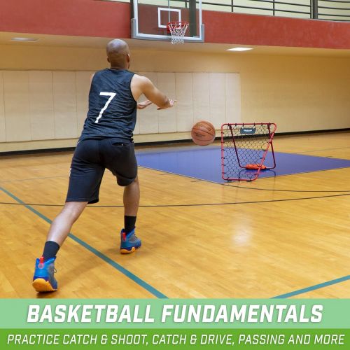 GoSports Basketball Rebounder with Adjustable Frame, Rubber Grip Feet and Sandbags, Portable Pass Back Training Aid - 5 Min Setup