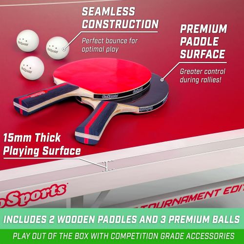  GoSports Tournament Table Tennis Set ? Choose Indoor or Outdoor Table, Includes Net, 2 Paddles, and 3 Balls with Case