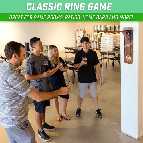 GoSports Hook21 Wall Mount Ring Swing Game - Play Indoors or Outdoors with Foldable Arm