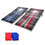 GoSports Cornhole PRO Regulation Size Bean Bag Toss Game Set - Foldable (American Flag, LED, Black, Red & Blue Designs)