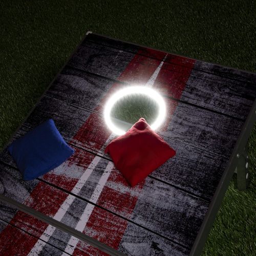  GoSports Cornhole PRO Regulation Size Bean Bag Toss Game Set - Foldable (American Flag, LED, Black, Red & Blue Designs)