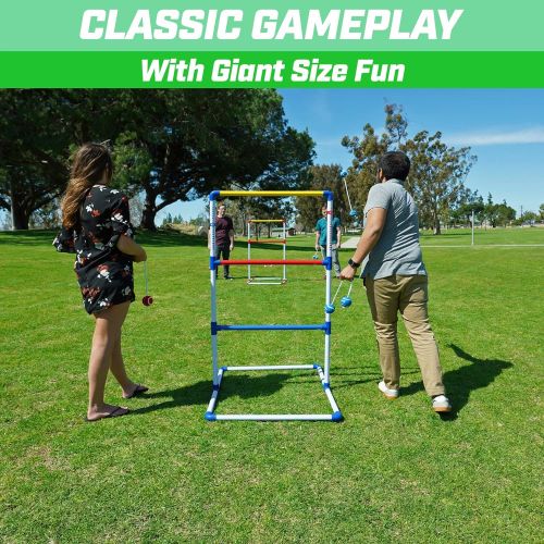  GoSports Premium Ladder Toss Outdoor Game Set with 6 Bolo Balls, Travel Carrying Case and Score Trackers - Choose Between Standard and Giant Size Sets