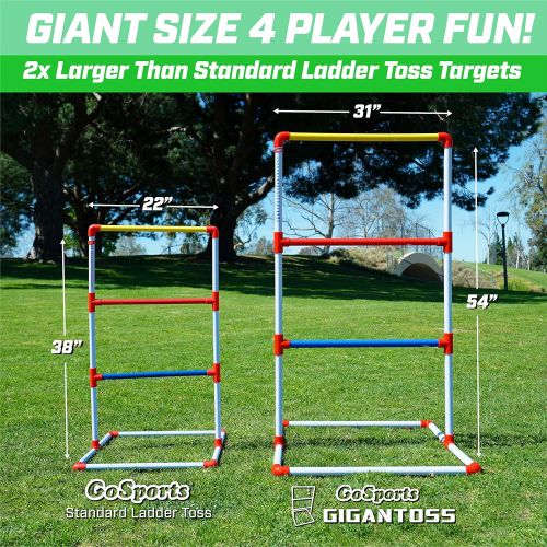  GoSports Premium Ladder Toss Outdoor Game Set with 6 Bolo Balls, Travel Carrying Case and Score Trackers - Choose Between Standard and Giant Size Sets