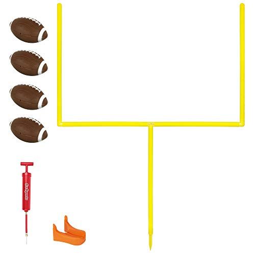  GoSports 8ft PRO Kick Challenge Field Goal Post Set with 4 Footballs and Kicking Tee - Life Sized Backyard Field Goal for Kids & Adults