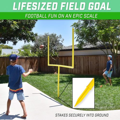  GoSports 8ft PRO Kick Challenge Field Goal Post Set with 4 Footballs and Kicking Tee - Life Sized Backyard Field Goal for Kids & Adults