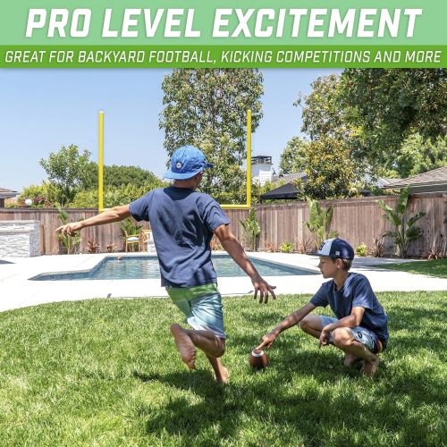  GoSports 8ft PRO Kick Challenge Field Goal Post Set with 4 Footballs and Kicking Tee - Life Sized Backyard Field Goal for Kids & Adults