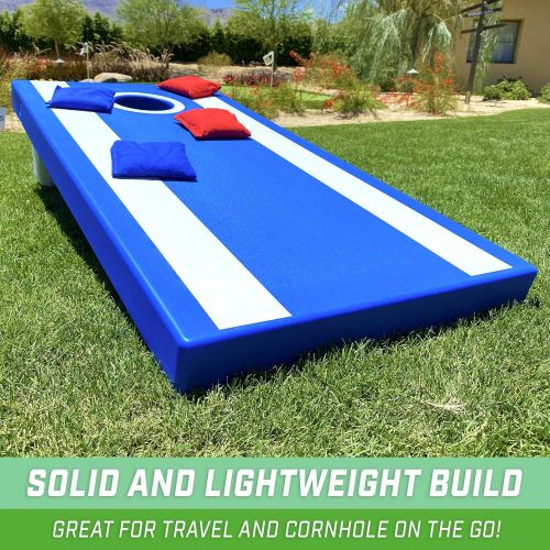  GoSports 4x2 All Weather Outdoor Cornhole Game Set ? Heavy Duty Plastic Weatherproof Boards Includes 8 Bean Bags & Game Rules